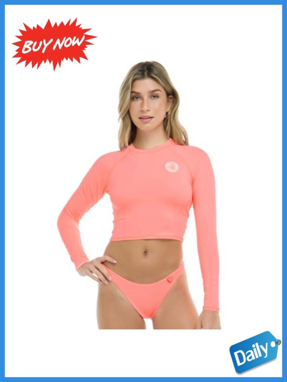 Long Sleeve Crop Top Rashguard UPF 50 Swim Shirt